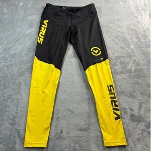Virus‎ ECO21 Black Yellow Athletic Leggings Pants Tights Athleisure Small
